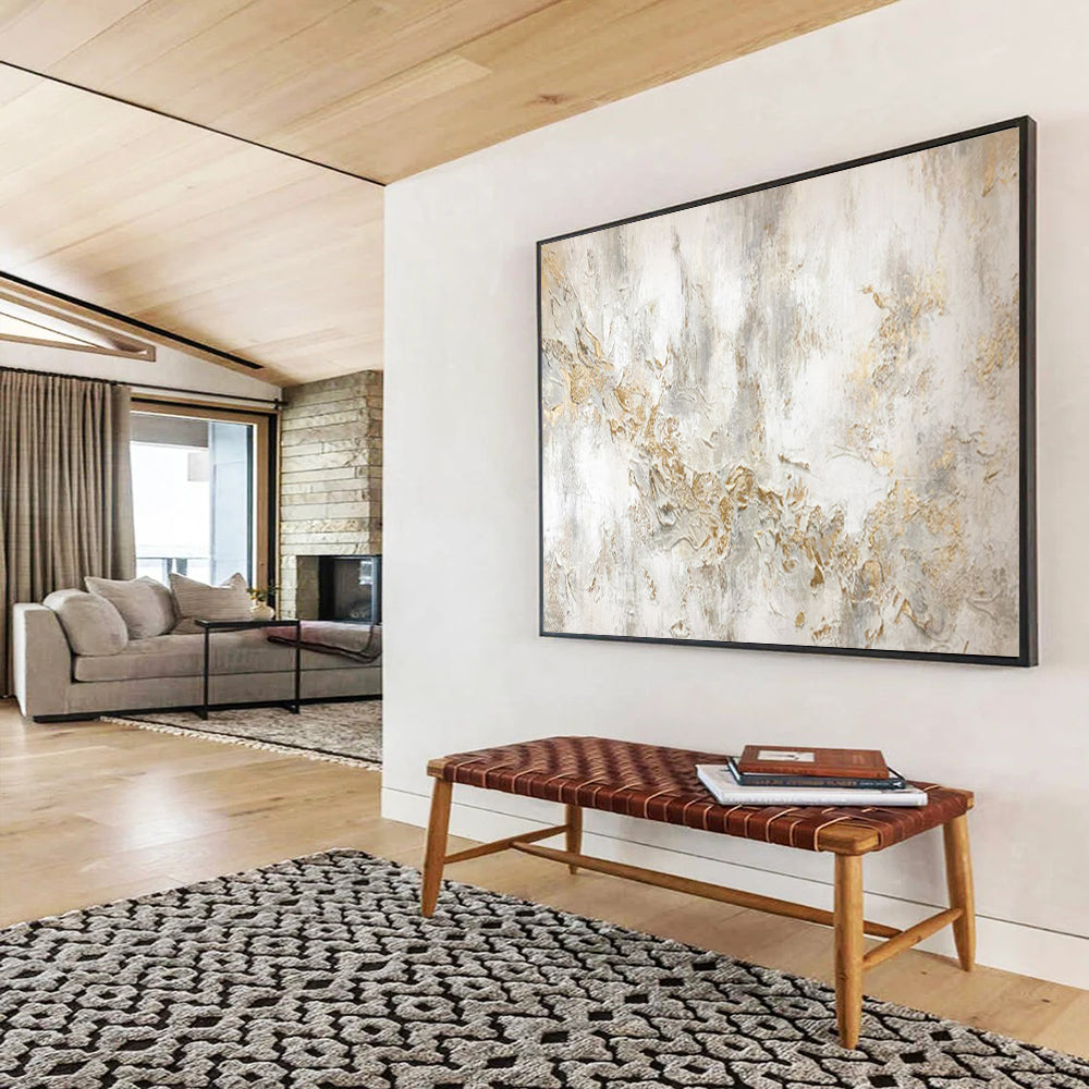 “Light and Gold Abstract” – Textured Abstract Acrylic Painting CT1772