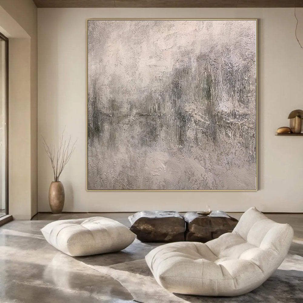 “Gray Textured Layers” - Abstract Work with Gray, White CT0110