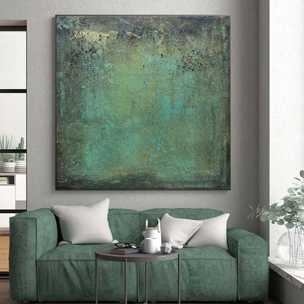 “Teal - Green Textured Patina”,Abstract Textured Art CT0641