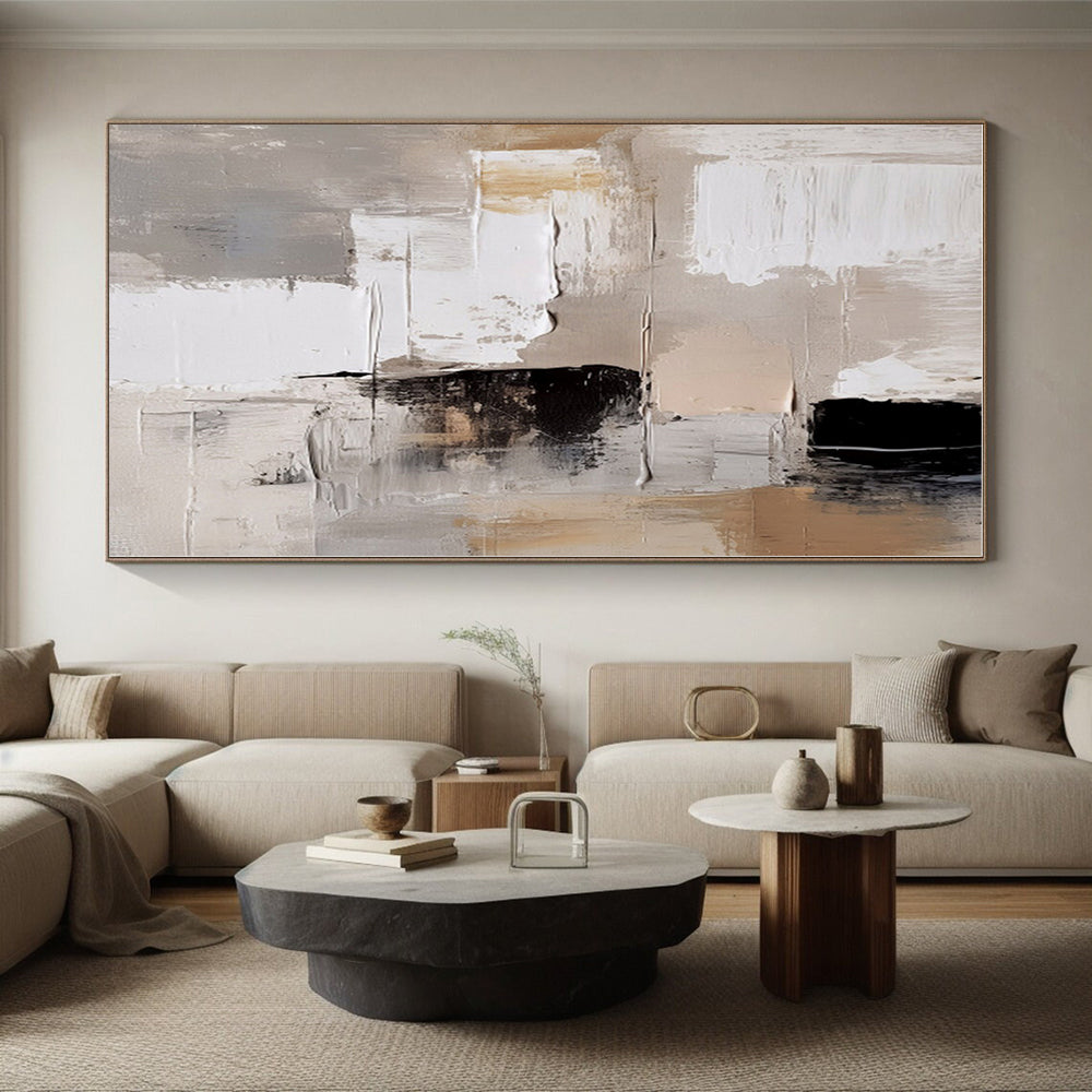 “Neutral - Black Textured Abstraction” - Abstract Expressionist Art CT0442