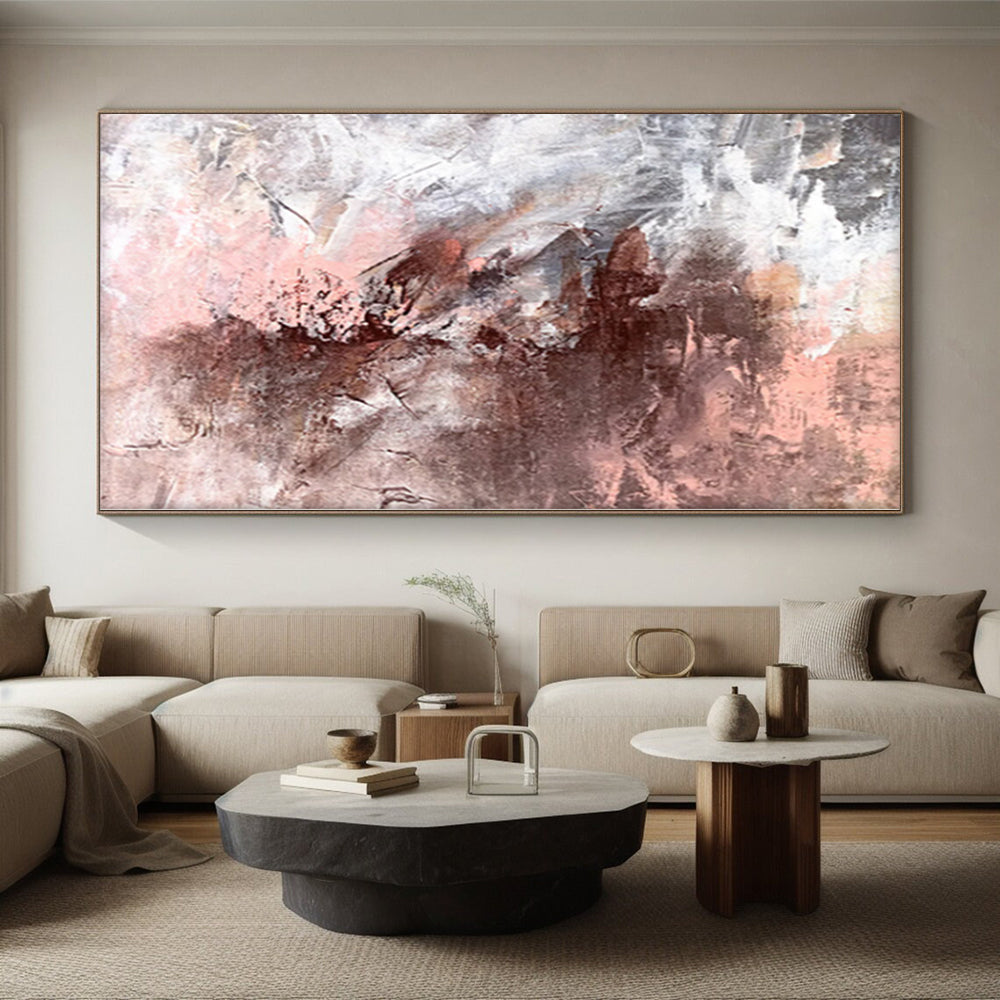 “Pink Brown Fusion” - Abstract Work with Pink, Brown, Gray Textures CT0023