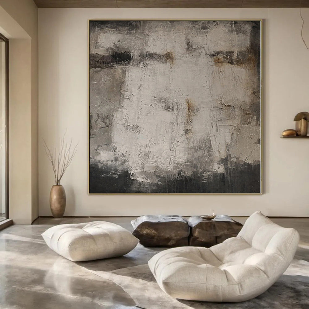 “Gray - Brown Textured History” Abstract Oil Painting CT0126