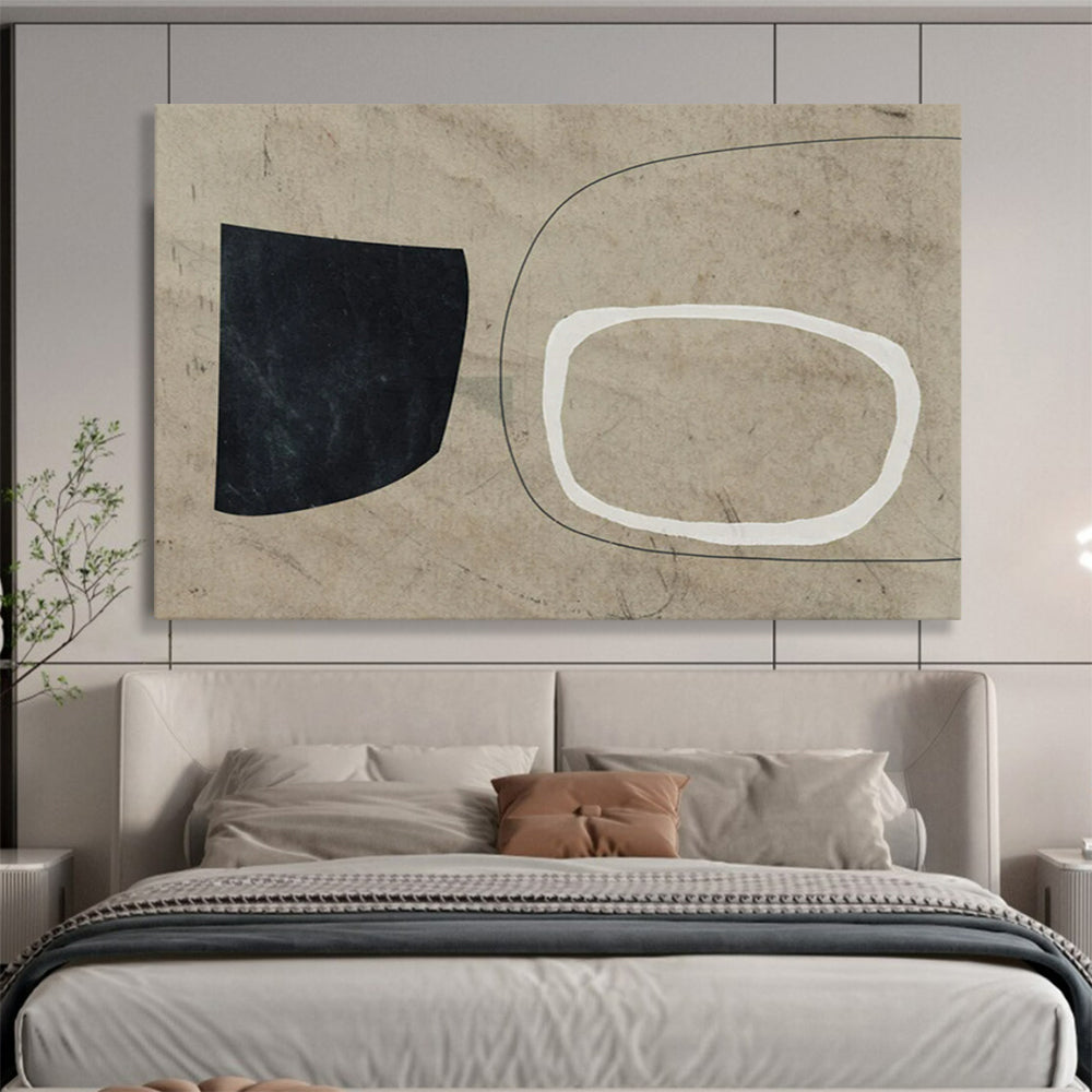 Black, White & Beige Geometric Forms - Minimalist Paper Collage CT1789