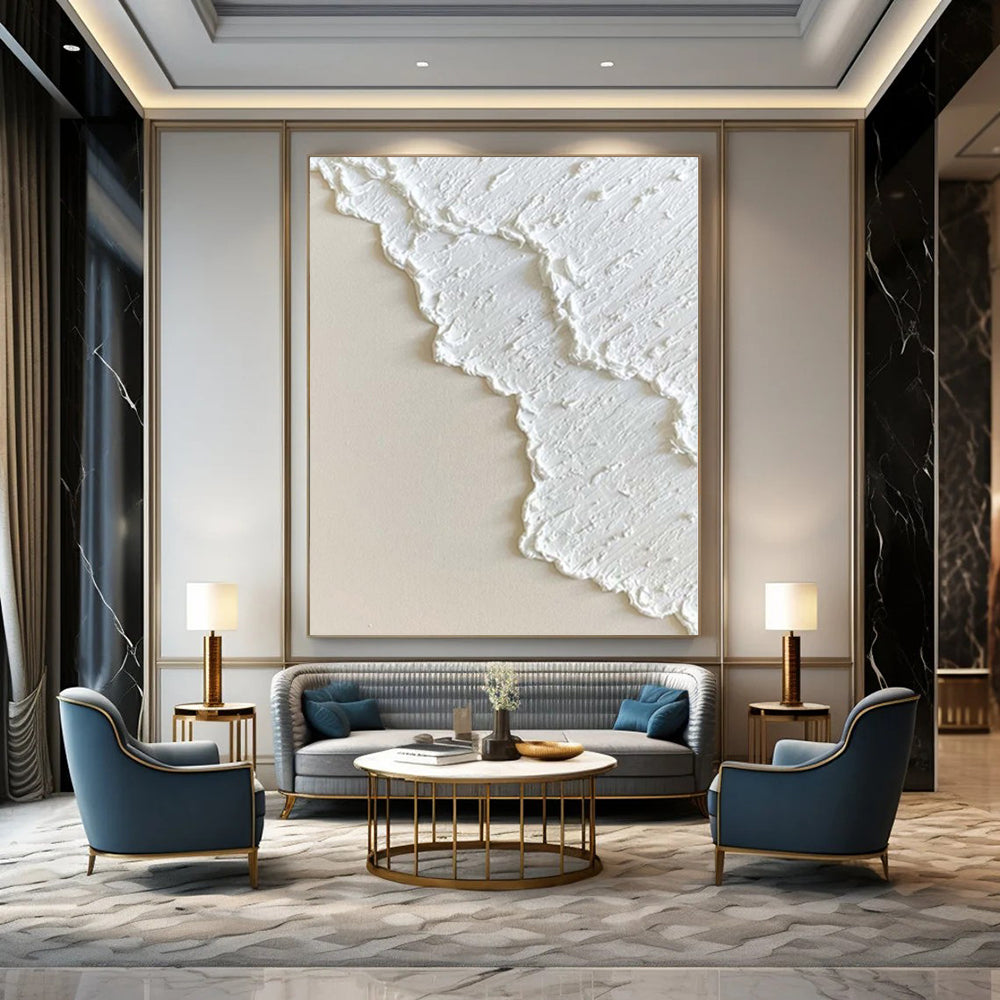 “White Textured Scallops” Plaster - Effect Acrylic Art CT0170