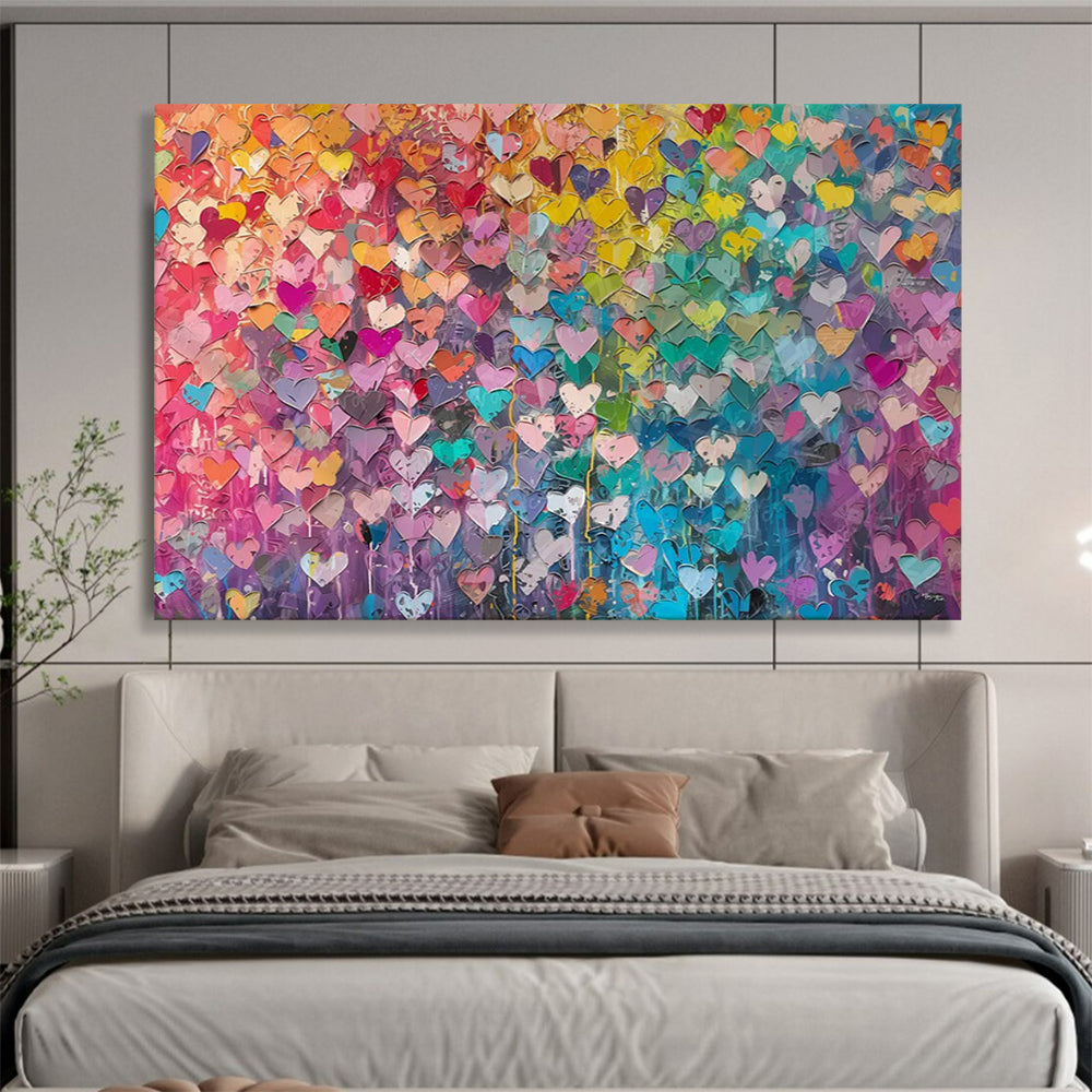 “Rainbow of Hearts” – Pop Art - Inspired Acrylic Painting CT1759