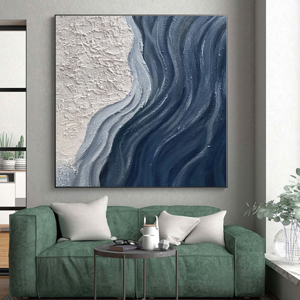 “Textured Blue - White Flow” - Abstract Textural Art CT0425