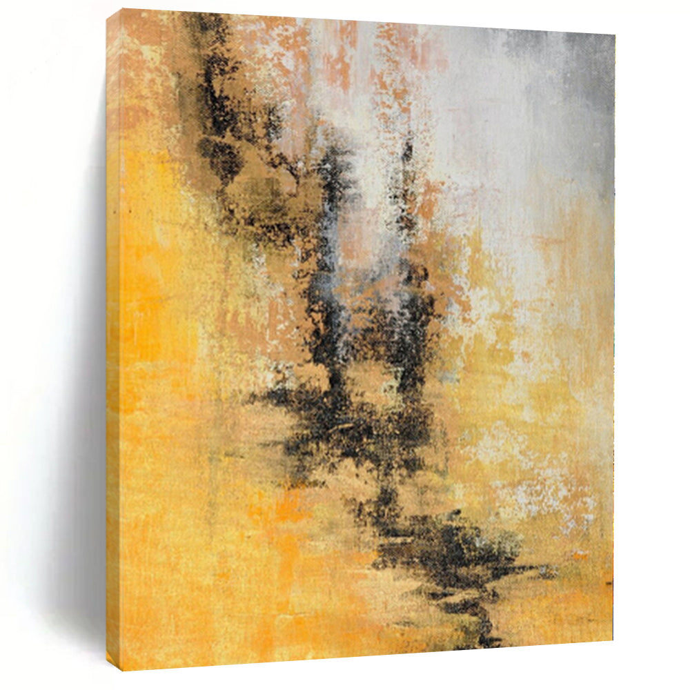 “Sunny Abstraction” - Abstract Art with Yellow, Gray, Black, White CT0041