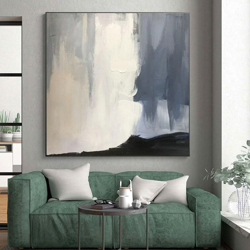 “Grey - White - Black Subtle Strokes”,Abstract Minimalist Art CT0614
