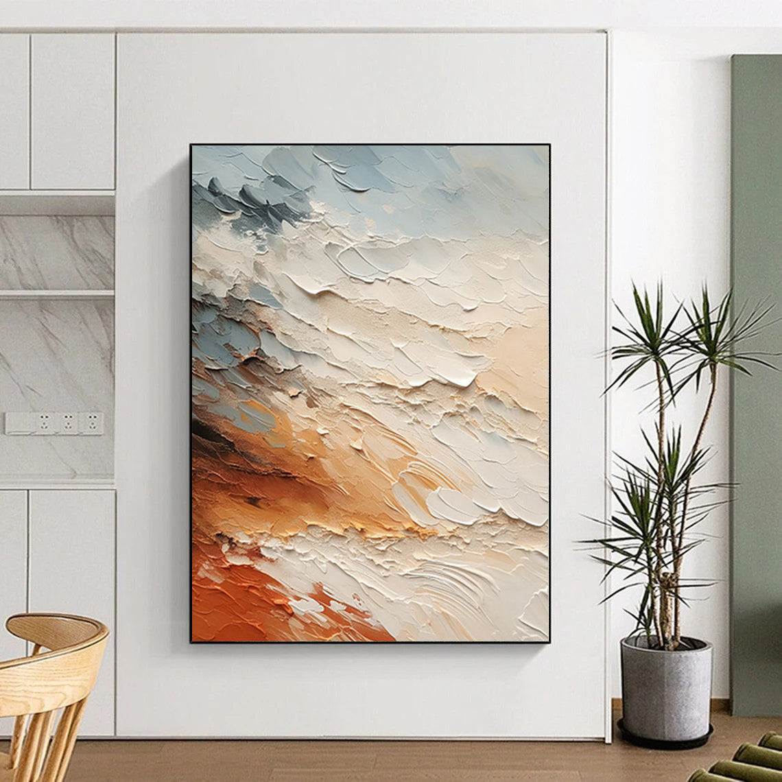“Earth Tone Textures” - Abstract Painting with Gray, Beige, Orange, Brown CT0080