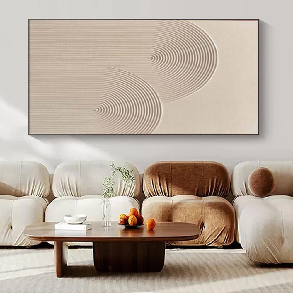 “Beige Textured Circular Waves” Minimalist Art CT0141