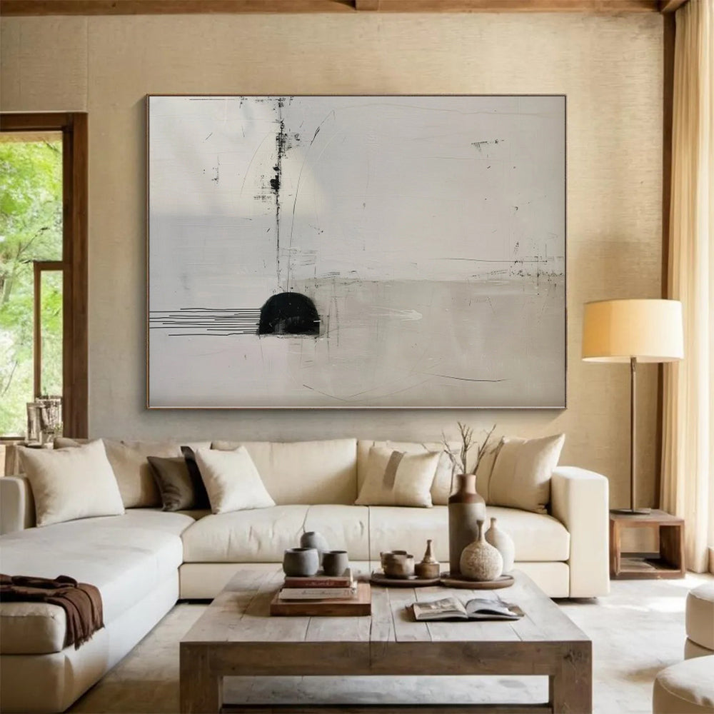 “Minimalist Black - White Lines” Abstract Acrylic Art CT0274