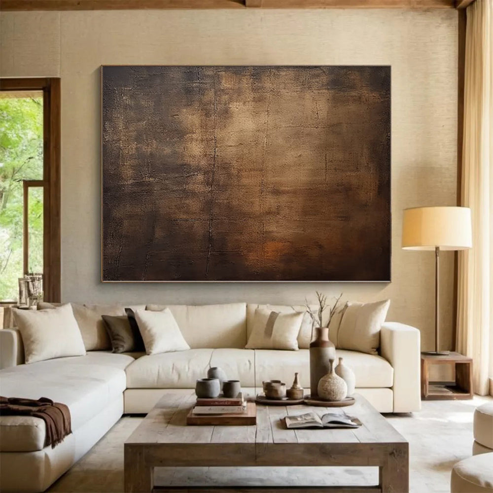 “Earthy Abyss” - Abstract Painting with Deep Browns, Blacks CT0097