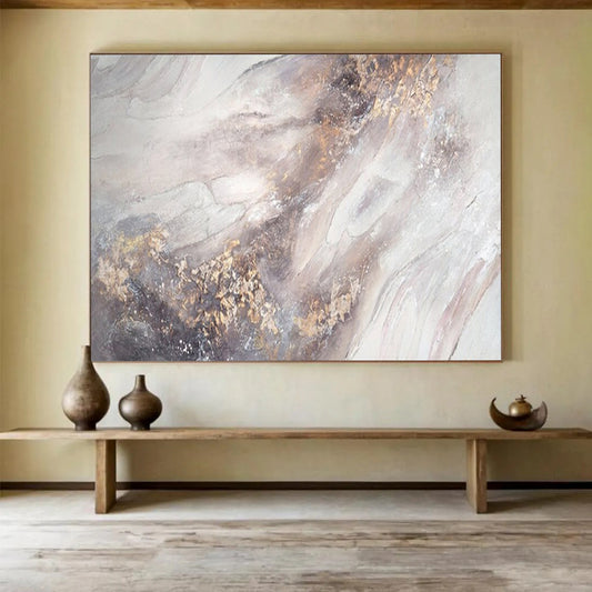 “Neutral and Gold Abstract” – Textured Abstract Acrylic Painting CT1771