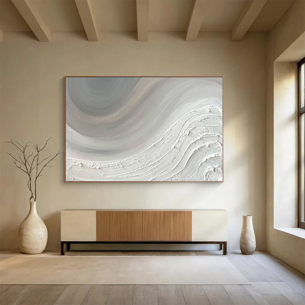 “White Wave” - Shades of grayish white and light gray; smooth wave textures like frost - piled waves CT1527