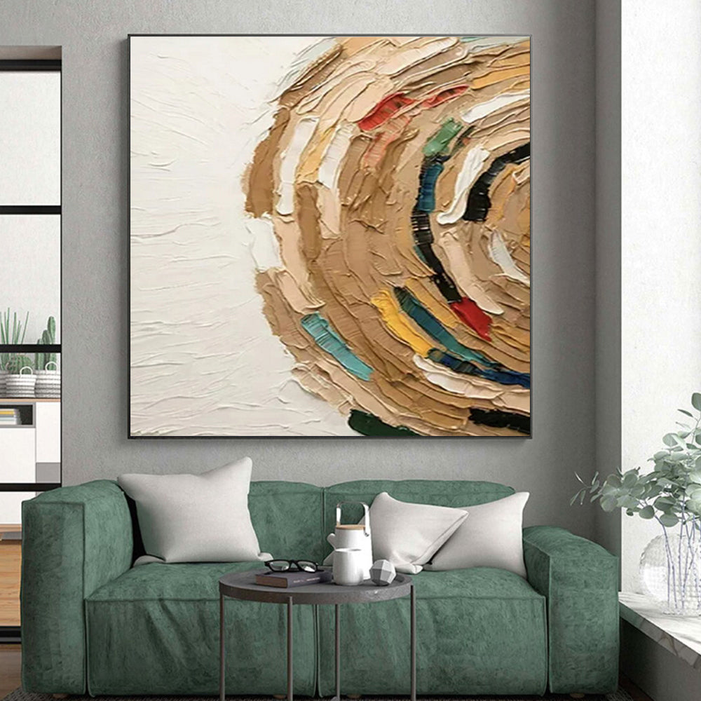 “Colorful Swirl in Beige”,Textured Abstract Style CT0663