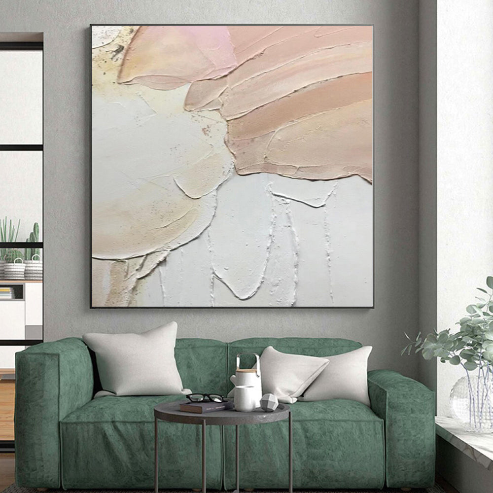 “Pink - White Textured Petals” - Abstract Textural Painting CT0409