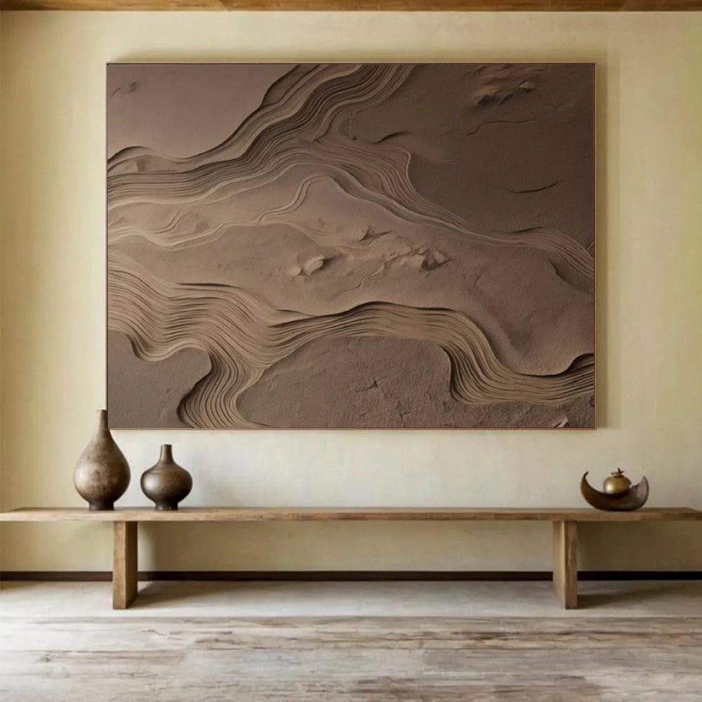 “Sand Dune Waves” - Beige, brown; intricate, flowing sand - like patterns CT1570