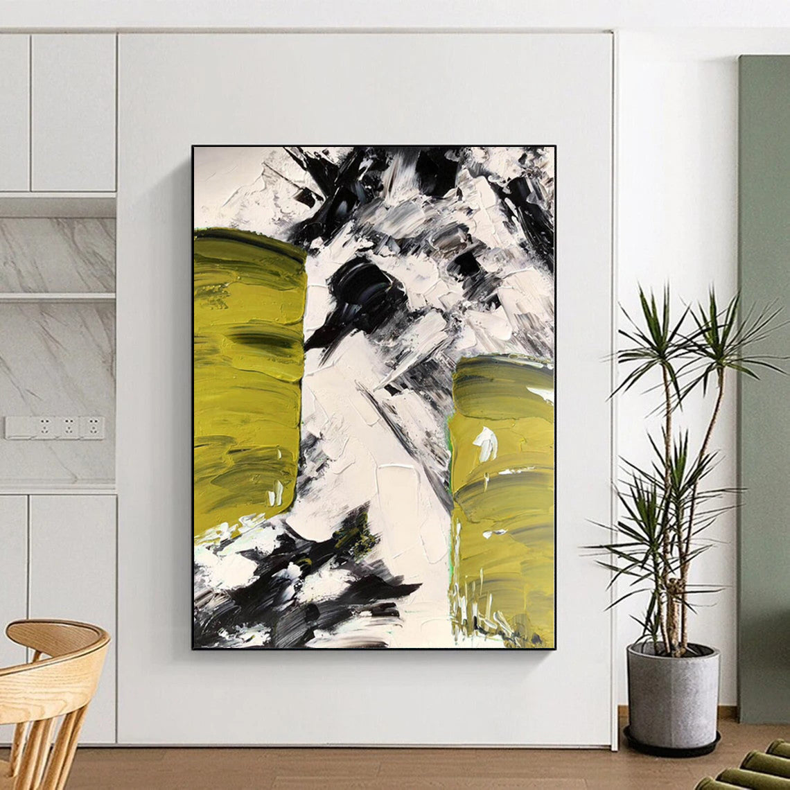 “Bold Green - Black Abstract Textures” Abstract Acrylic Art CT0305