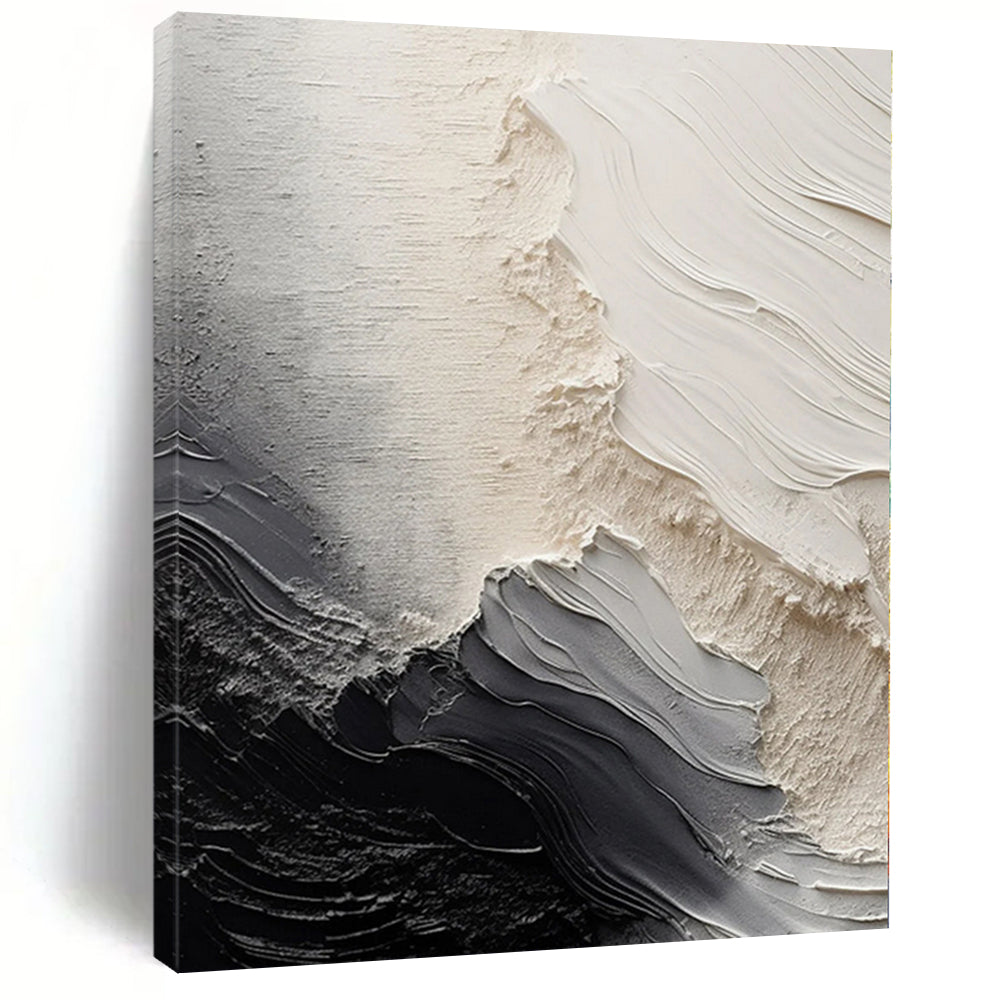 “Monochrome Waves” - Abstract Work with Black, White, Gray Textures CT0081
