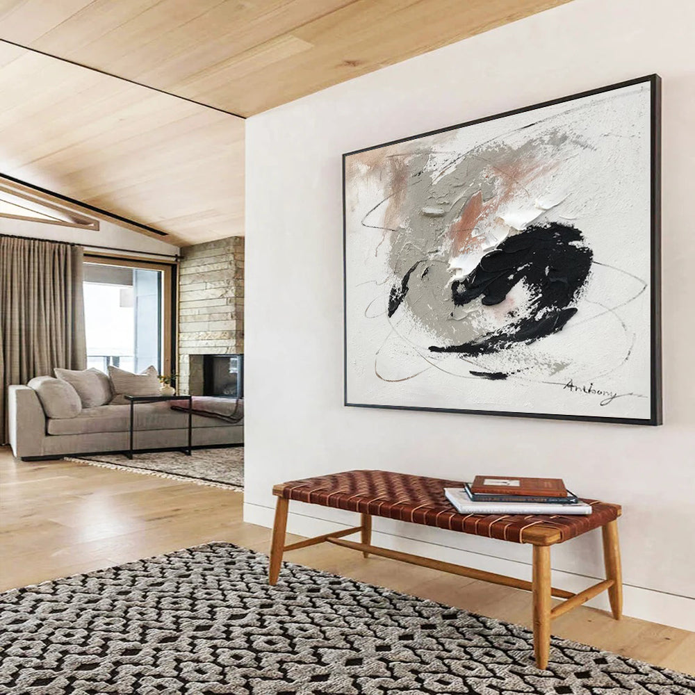 “Gray - Black - White Swirl” - Gray, black, white; swirling brush strokes and textures CT1564
