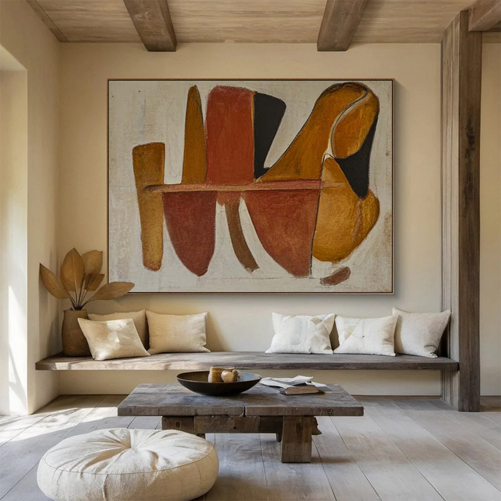 “Terracotta Forms” - Warm browns, oranges, blacks; abstract, overlapping shapes CT1492