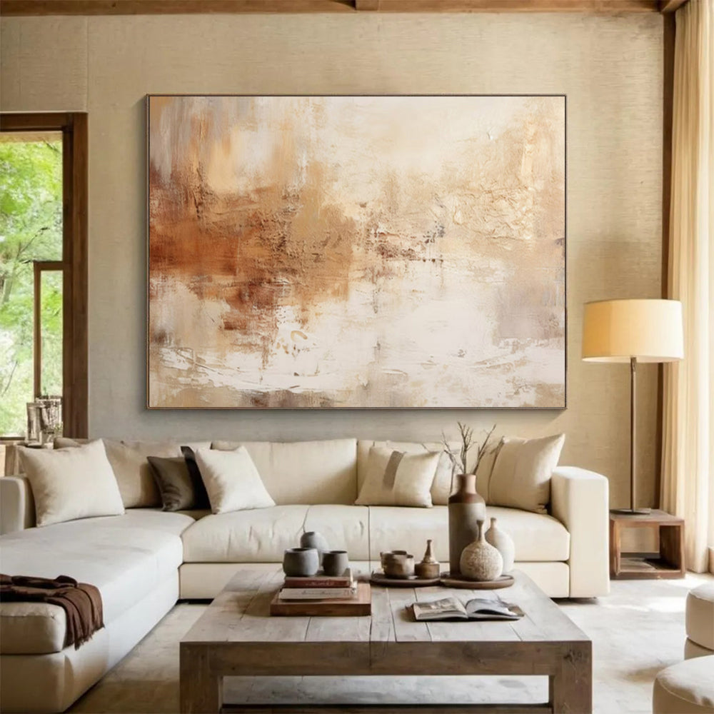 “Beige - Brown Textured Harmony” – Abstract Acrylic Painting CT1723