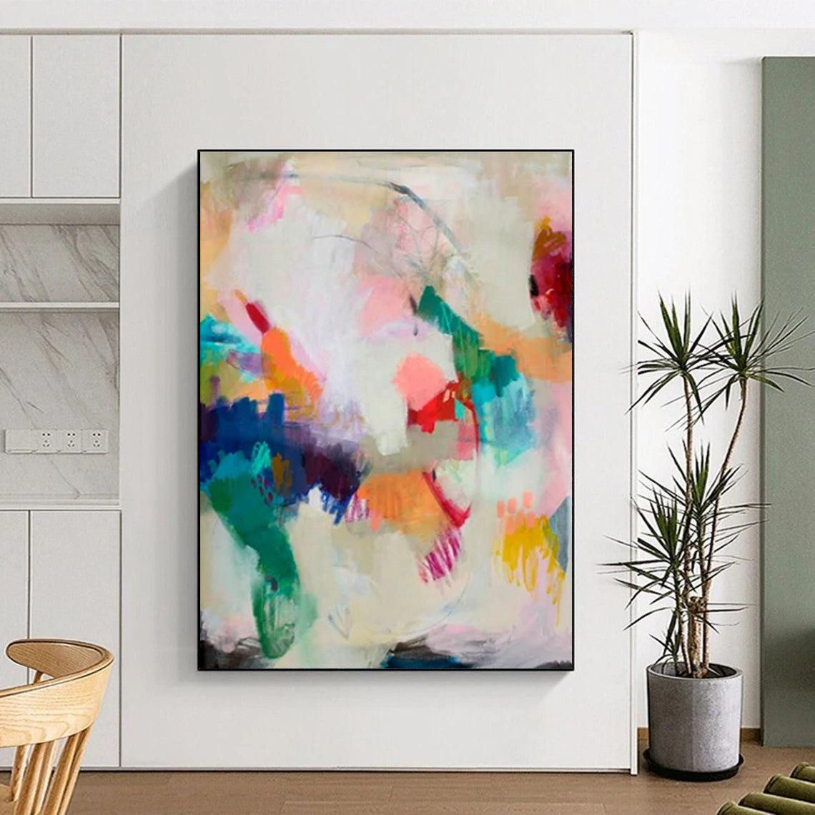 “Colorful Free - form Collage”,Abstract Expressionist Art CT0597