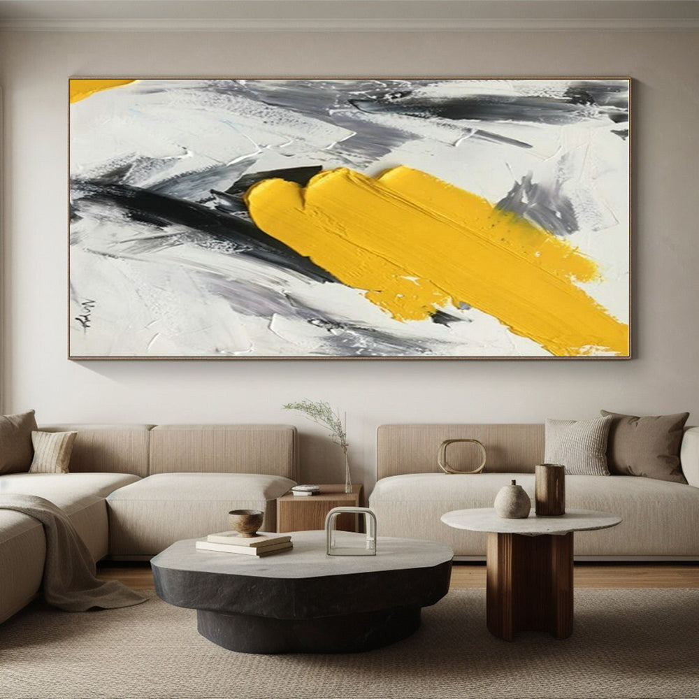 “Yellow - Grey - Black Textured Marks”,Abstract Textured Art CT0616