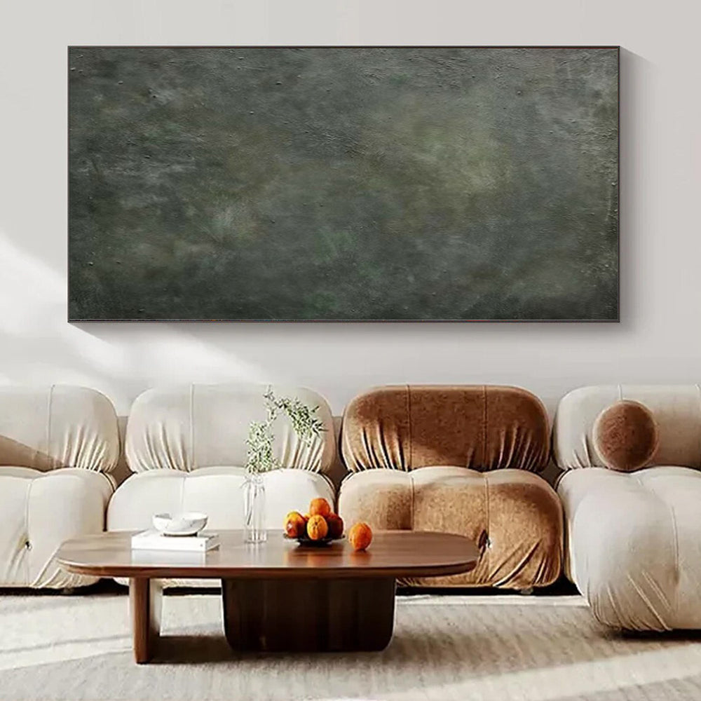 “Dark Green - Gray Textured Cave Depths” Mixed - Media Art CT0143