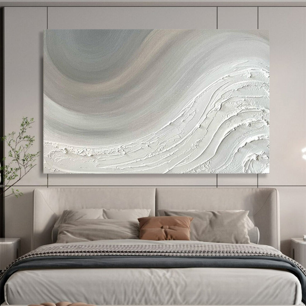 “White Wave” - Shades of grayish white and light gray; smooth wave textures like frost - piled waves CT1527