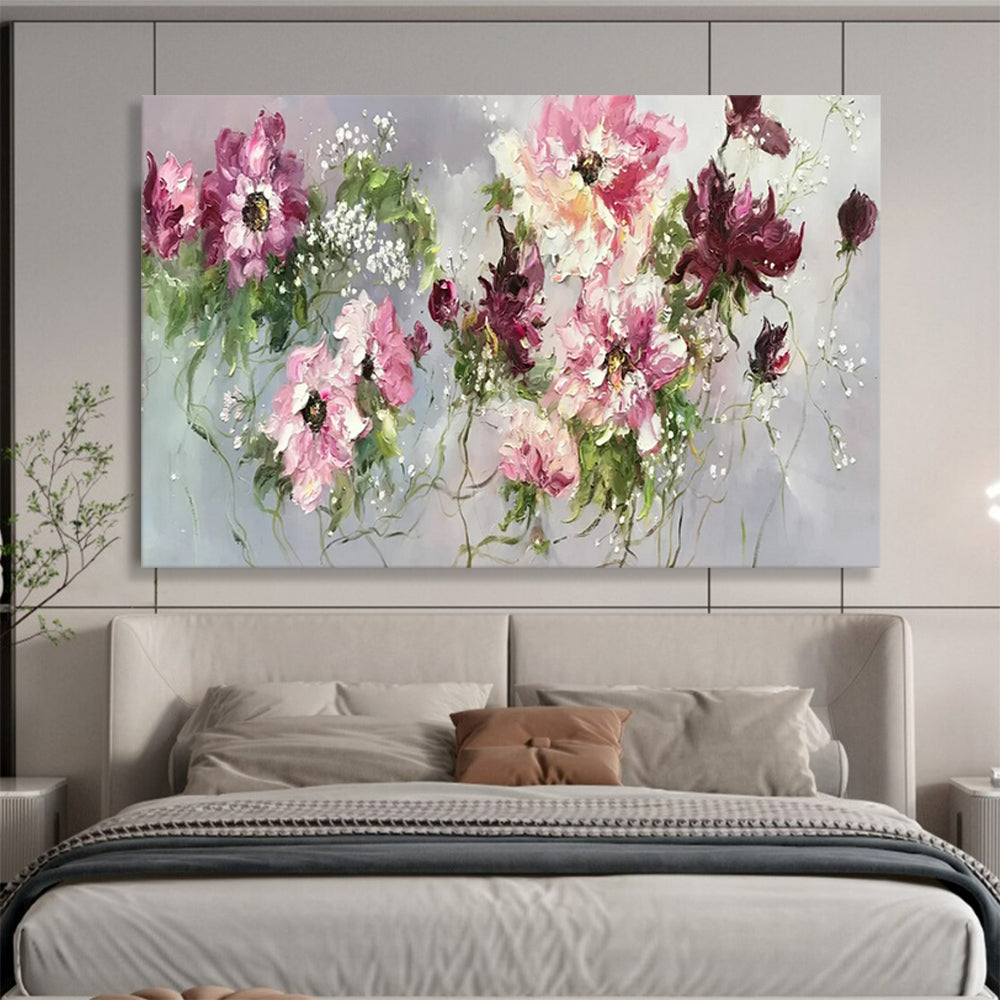 “Pink and Purple Floral Bouquet” – Impasto Floral Oil Painting CT1764