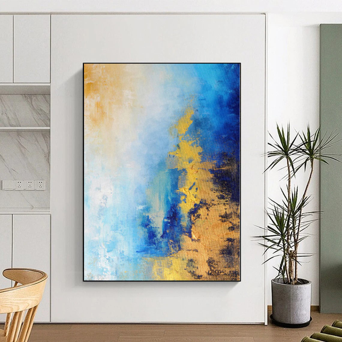 “Blue Gold Fusion” - Abstract Work with Blue, Gold, White Blends CT0018