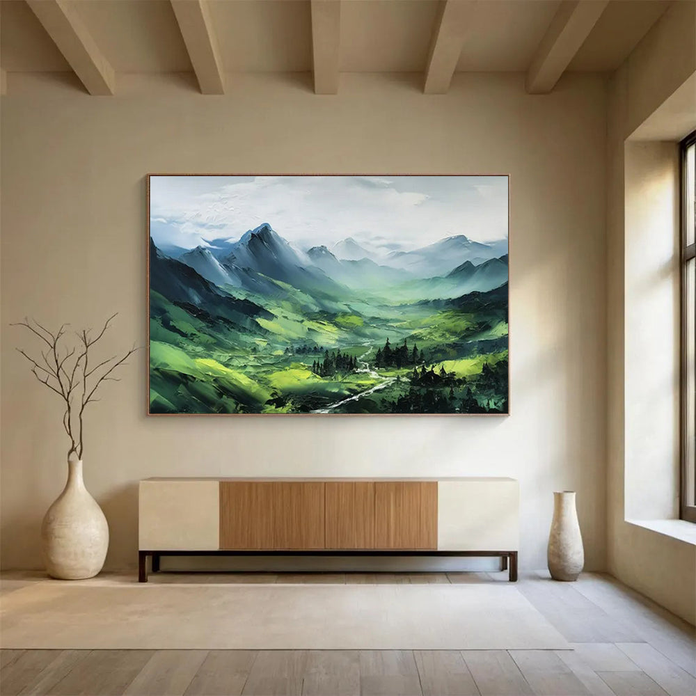 “Green Mountain Valley” – Impressionistic Landscape Oil Painting CT1770