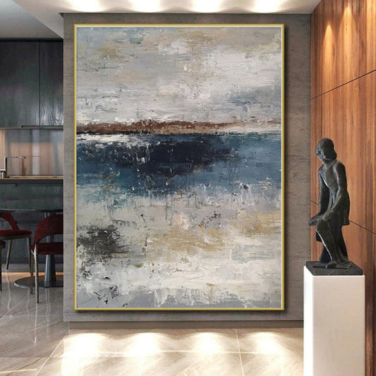 “Gray - Blue Coastal Abstraction” - Abstract Landscape Art CT0471