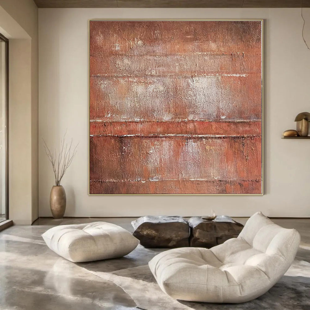 “Rust - Brown Textured Layers” Minimalist Acrylic Art CT0214