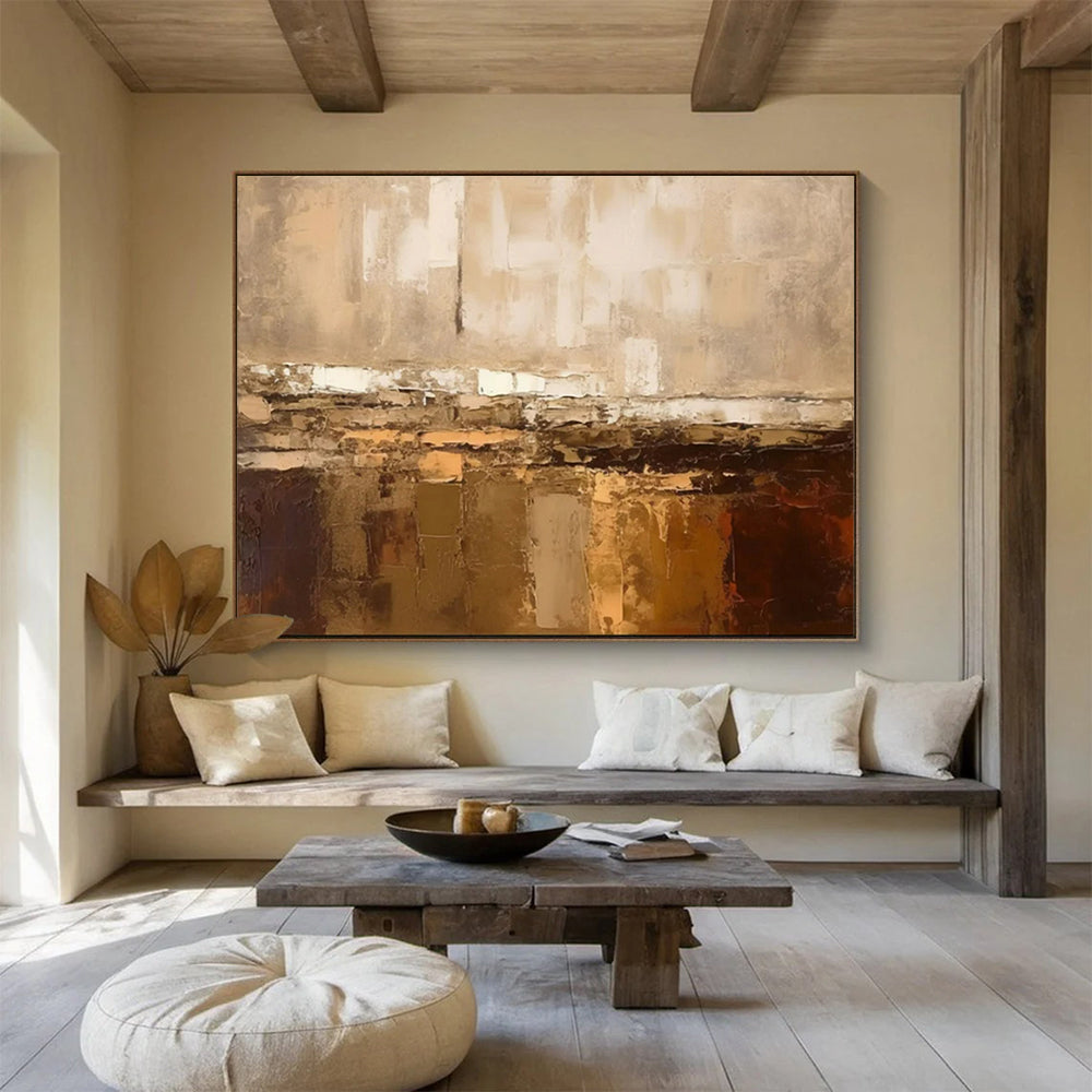 “Earthy Layers” - Browns, beiges, whites; textured, stacked abstract forms CT1504
