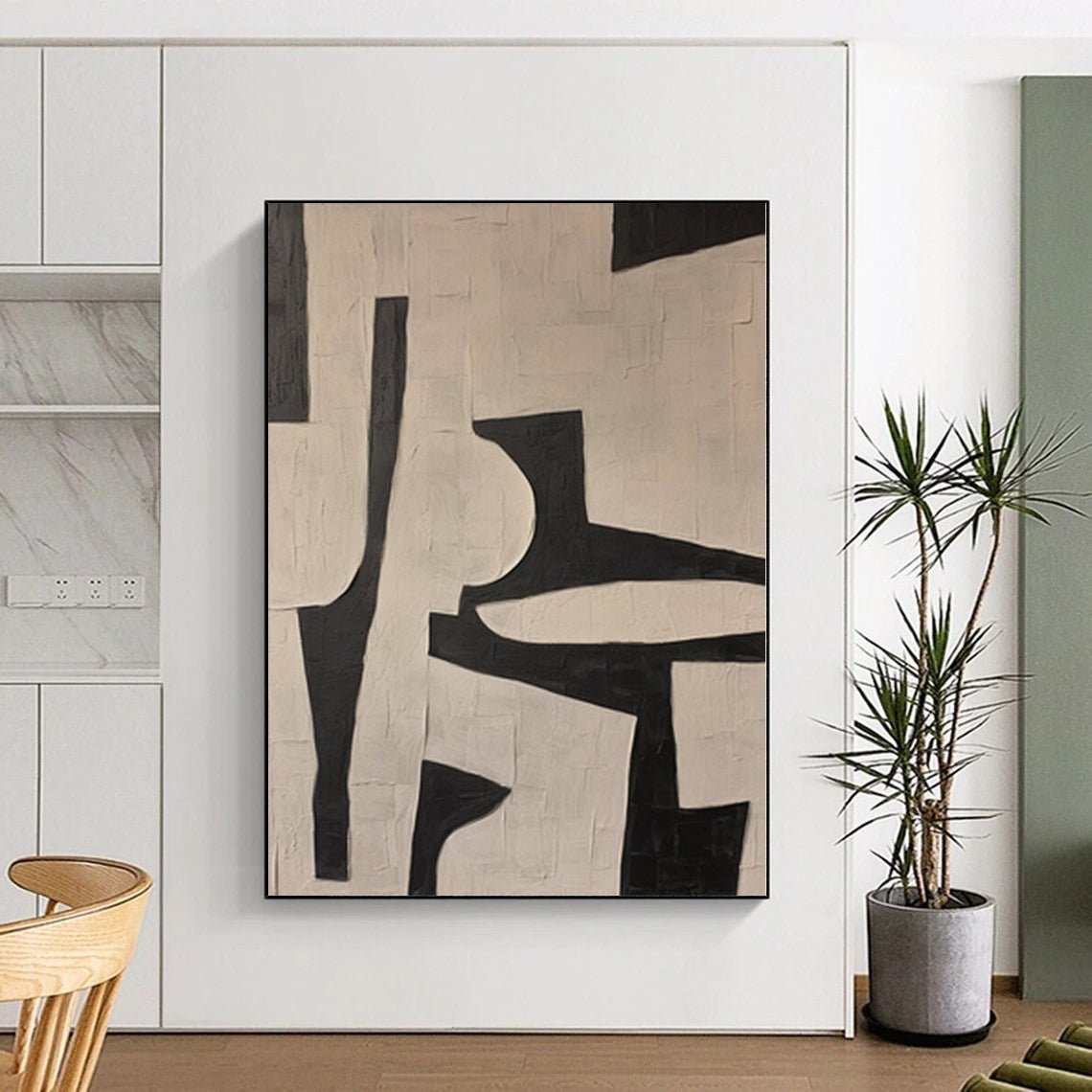 “Black & White Geometry” - Abstract Art with Bold Black, White Shapes CT0098