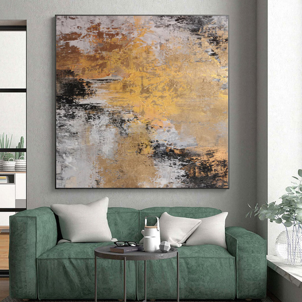 “Gilded Grunge” - Abstract Acrylic with Gold, Gray, Black Textures CT0014