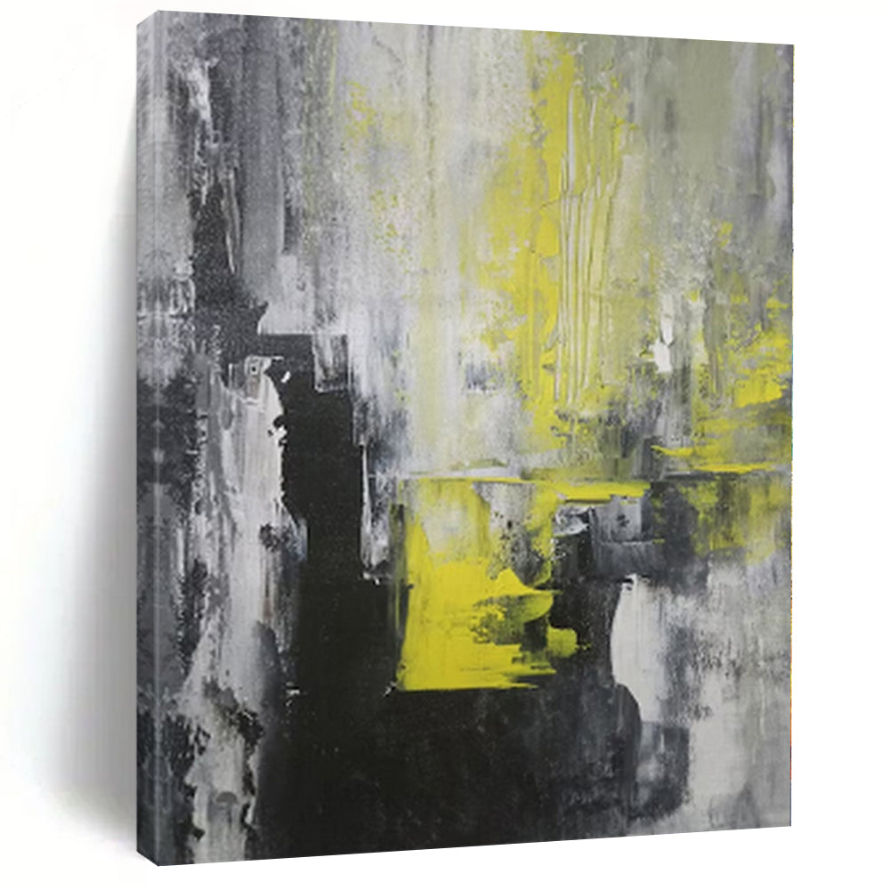 “Neon Urbanity” - Abstract Work with Gray, Yellow, Black, White CT0063