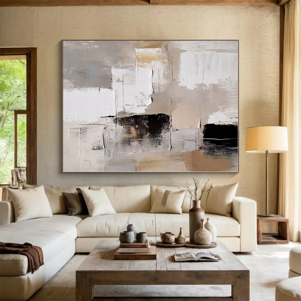“Neutral - Black Textured Abstraction” - Abstract Expressionist Art CT0442