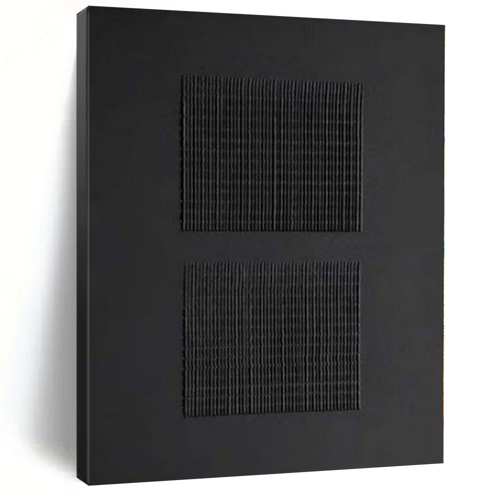 “Black with Textured Squares” Relief - Style Acrylic Art CT0153