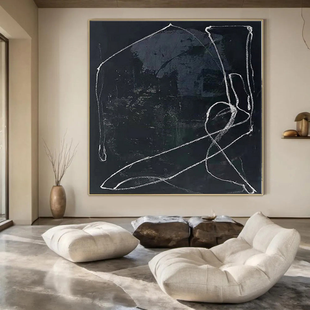 “Black - White Textured Line” Charcoal Drawing CT0161