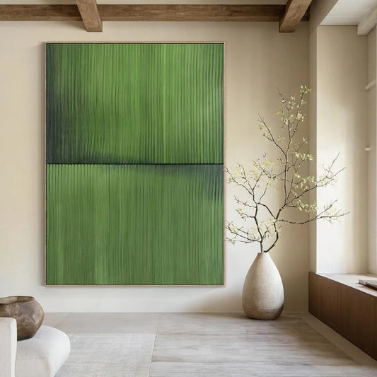 “Dual Green Textured Panels” Minimalist Acrylic Art CT0197