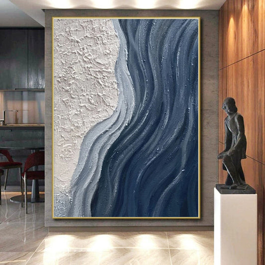 “Textured Blue - White Flow” - Abstract Textural Art CT0425
