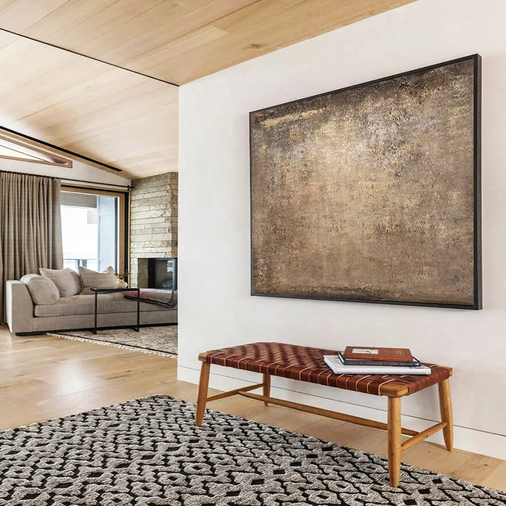“Bronze Patina” - Warm browns, metallic tones; textured, aged - metal - like abstract surface CT1520