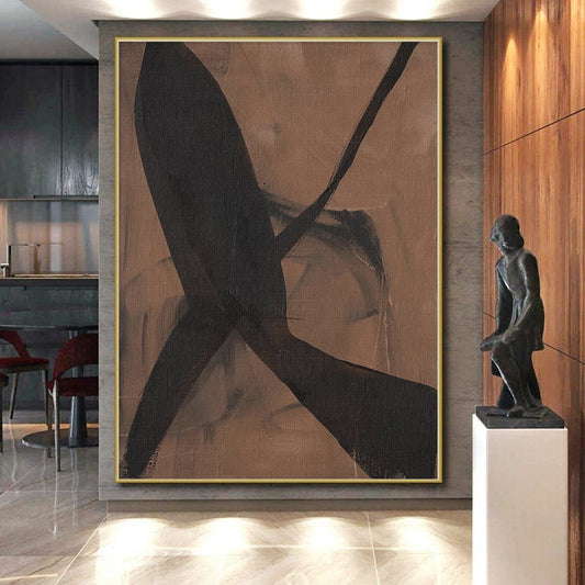 “Brown - Black Intertwined Forms” Abstract Acrylic Art CT0267