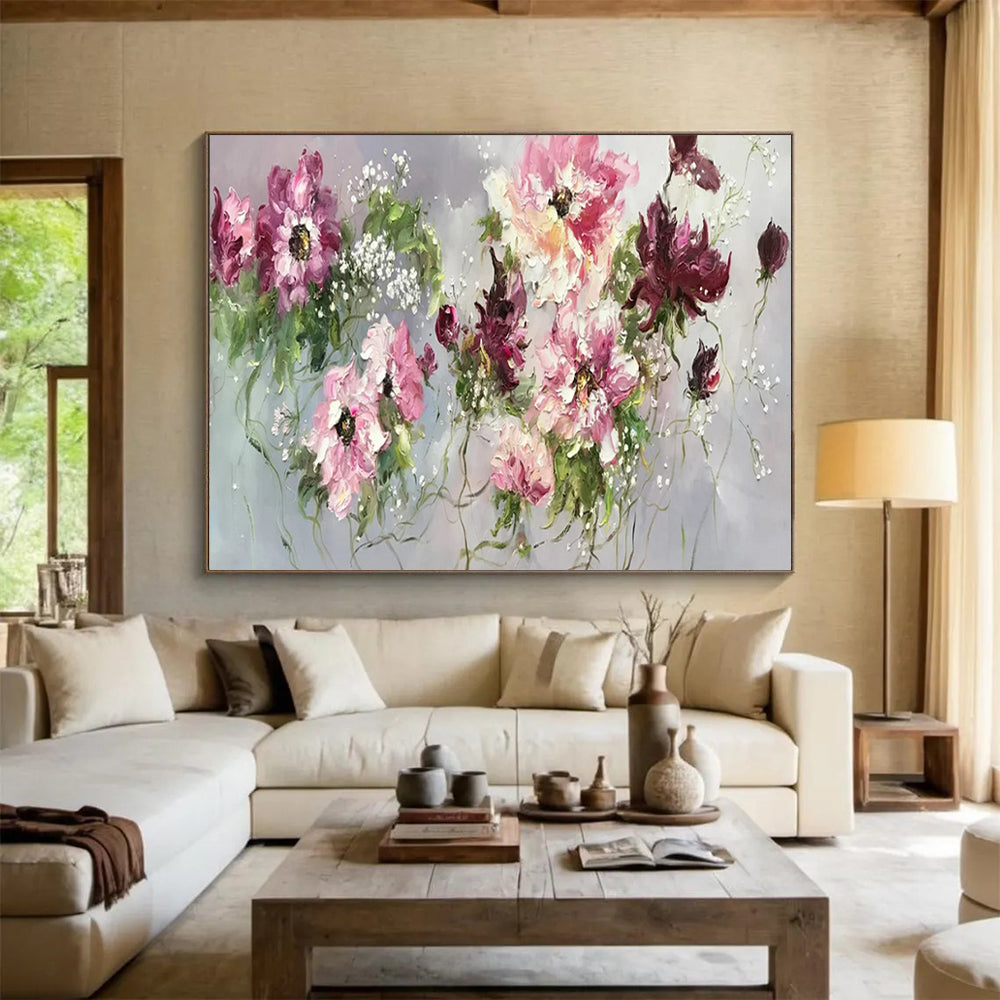 “Pink and Purple Floral Bouquet” – Impasto Floral Oil Painting CT1764