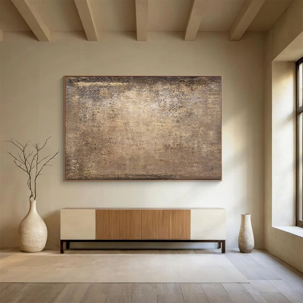 “Bronze Patina” - Warm browns, metallic tones; textured, aged - metal - like abstract surface CT1520
