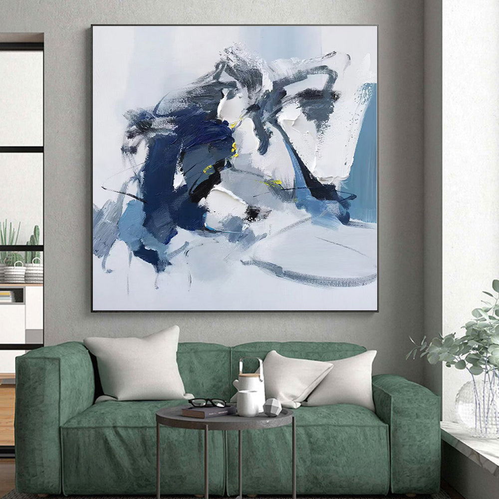 “Blue - White Abstract Figure” - Abstract Figurative Art CT0485