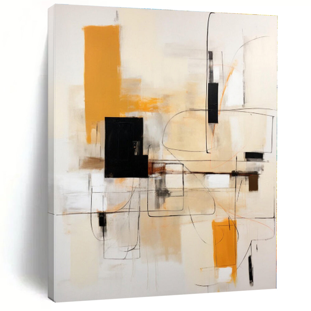 “Orange - Black Abstract Geometry” - Abstract Geometric Painting CT0404